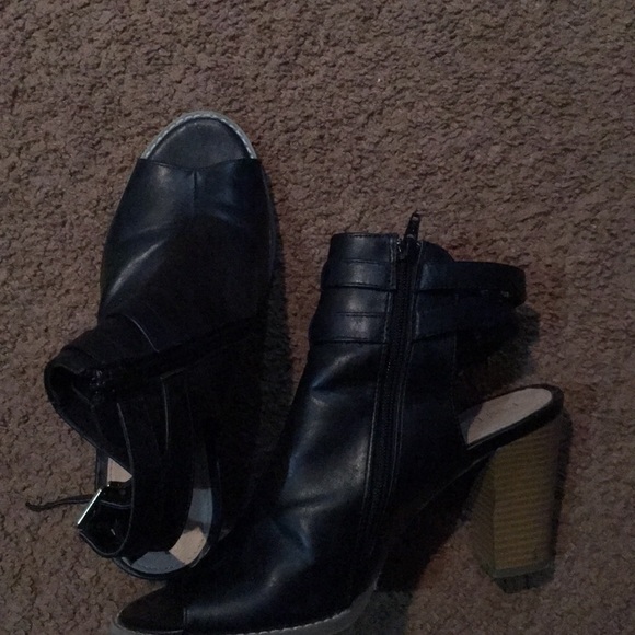 Black Peep Toe Bootie - Picture 2 of 2